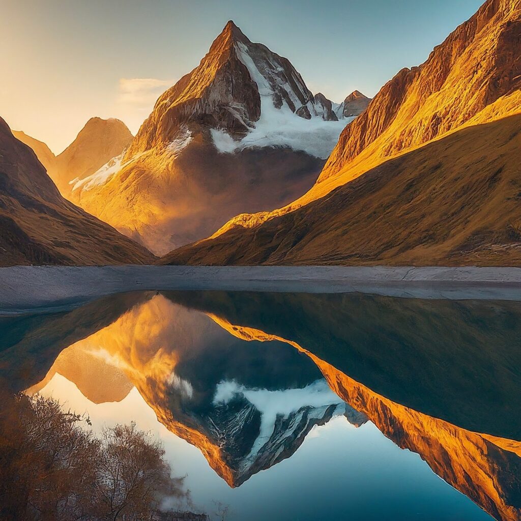 Image: A digital painting of a landscape with rolling hills and a winding river.