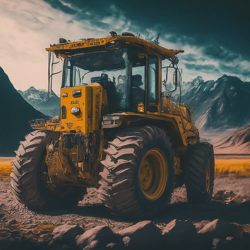 A png image of a tractor working in the farm